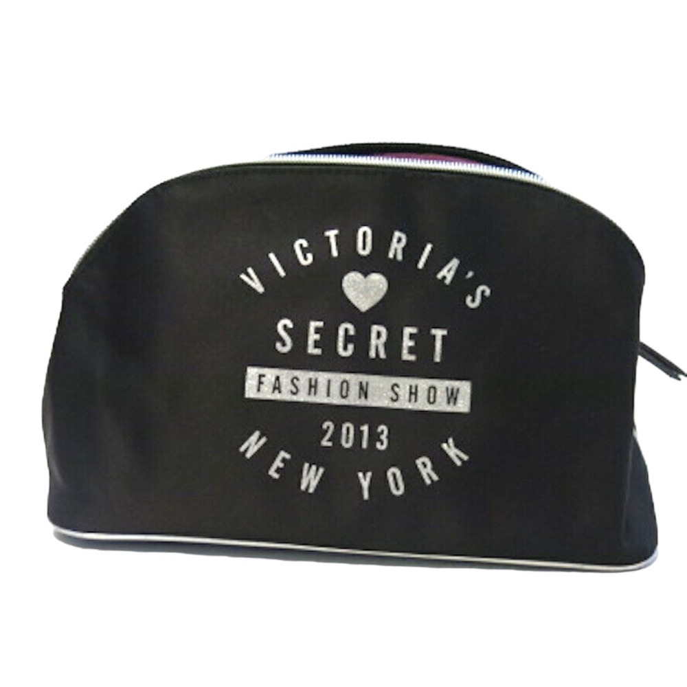 Victoria's Secret BEAUTY Black w/ Silver 2013 Fashion Show Cosmetic Makeup Bag